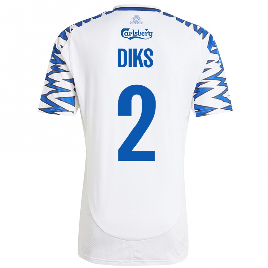 Gyermek Labdarúgás Kevin Diks #2 Fehér Ég Kék Hazai Jersey 2024/25 Mez Póló Ing