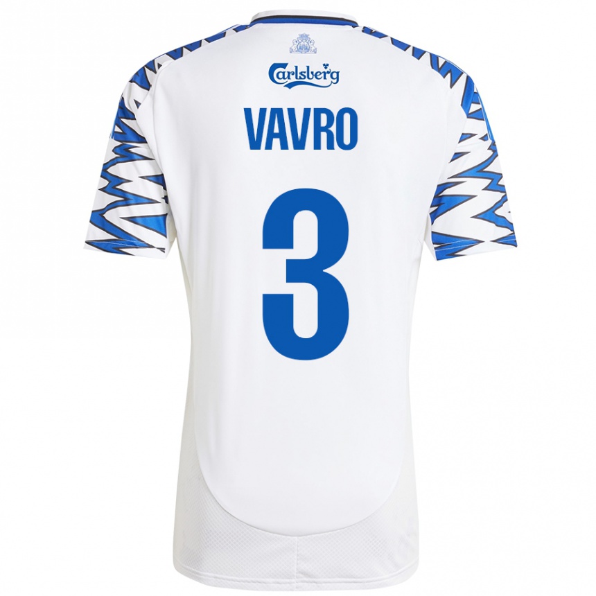 Gyermek Labdarúgás Denis Vavro #3 Fehér Ég Kék Hazai Jersey 2024/25 Mez Póló Ing