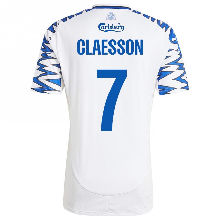 Gyermek Labdarúgás Viktor Claesson #7 Fehér Ég Kék Hazai Jersey 2024/25 Mez Póló Ing