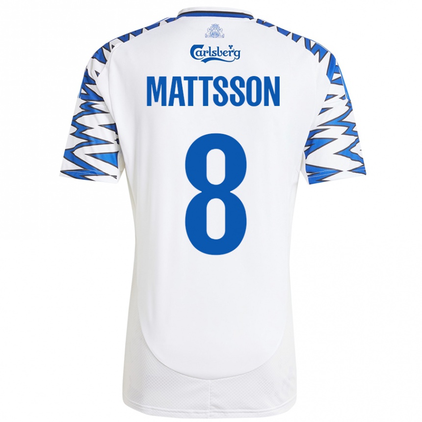 Gyermek Labdarúgás Magnus Mattsson #8 Fehér Ég Kék Hazai Jersey 2024/25 Mez Póló Ing