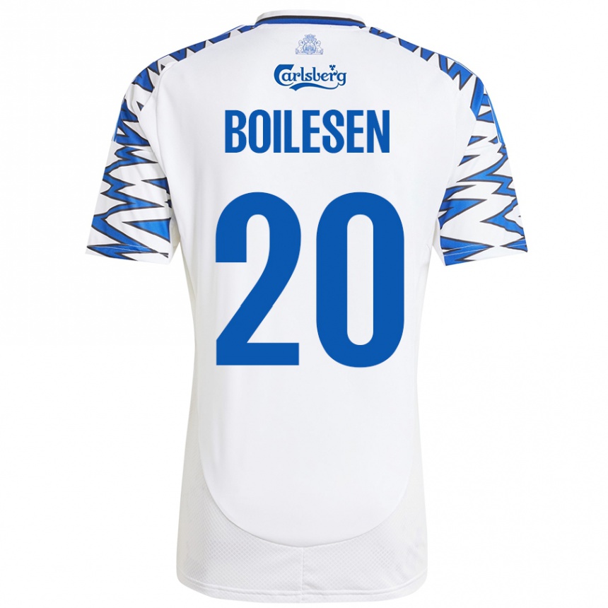 Gyermek Labdarúgás Nicolai Boilesen #20 Fehér Ég Kék Hazai Jersey 2024/25 Mez Póló Ing