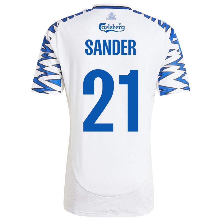 Gyermek Labdarúgás Theo Sander #21 Fehér Ég Kék Hazai Jersey 2024/25 Mez Póló Ing