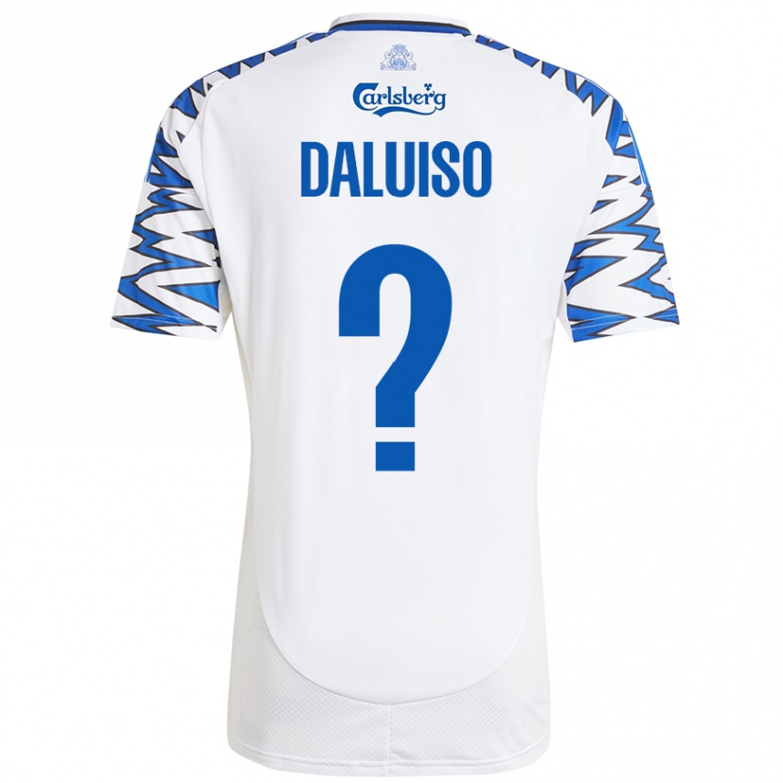 Gyermek Labdarúgás Christoffer Daluiso #0 Fehér Ég Kék Hazai Jersey 2024/25 Mez Póló Ing