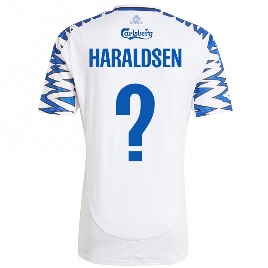 Gyermek Labdarúgás Henrik Haraldsen #0 Fehér Ég Kék Hazai Jersey 2024/25 Mez Póló Ing