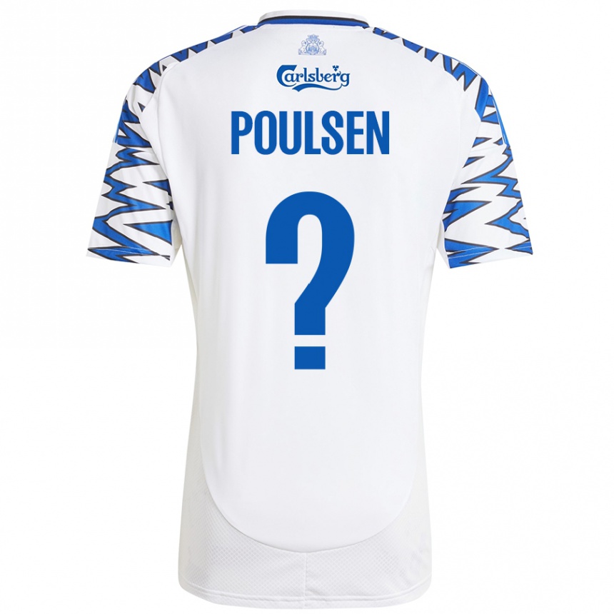 Gyermek Labdarúgás Xander Poulsen #0 Fehér Ég Kék Hazai Jersey 2024/25 Mez Póló Ing