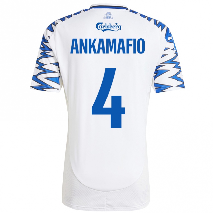 Gyermek Labdarúgás Graham Ankamafio #4 Fehér Ég Kék Hazai Jersey 2024/25 Mez Póló Ing