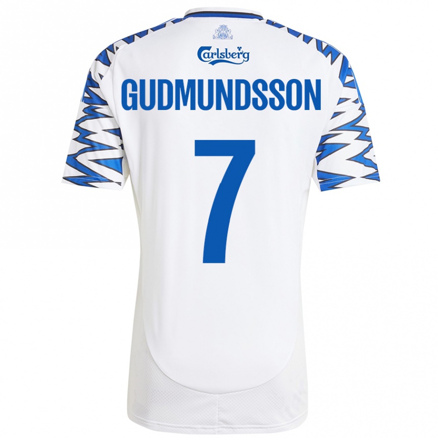 Gyermek Labdarúgás Galdur Gudmundsson #7 Fehér Ég Kék Hazai Jersey 2024/25 Mez Póló Ing