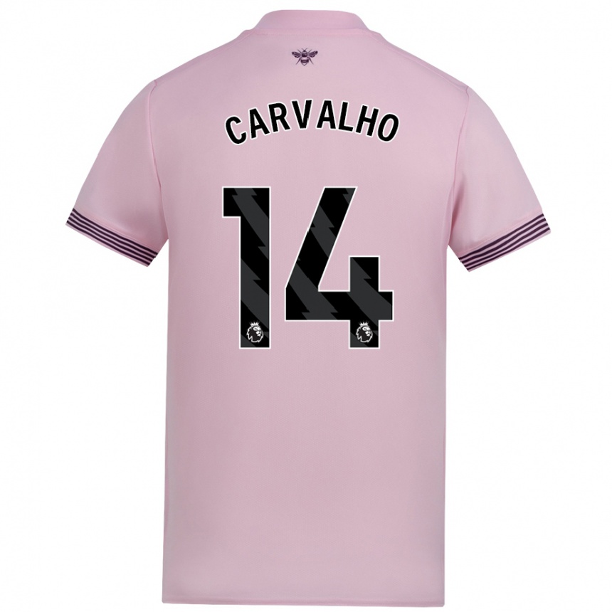 Gyermek Labdarúgás Fabio Carvalho #14 Rózsaszín Idegenbeli Jersey 2024/25 Mez Póló Ing