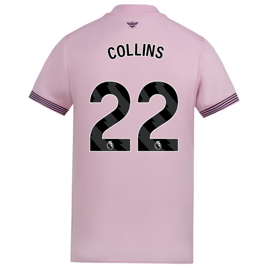 Gyermek Labdarúgás Nathan Collins #22 Rózsaszín Idegenbeli Jersey 2024/25 Mez Póló Ing