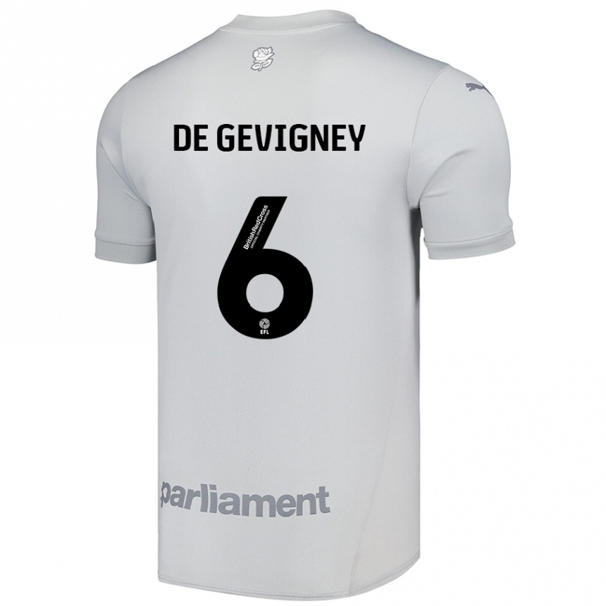 Gyermek Labdarúgás Maël De Gevigney #6 Ezüstszürke Idegenbeli Jersey 2024/25 Mez Póló Ing