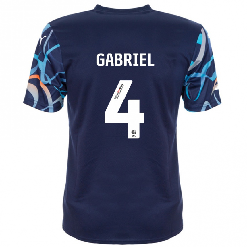 Gyermek Labdarúgás Jordan Lawrence-Gabriel #4 Sötétkék Idegenbeli Jersey 2024/25 Mez Póló Ing