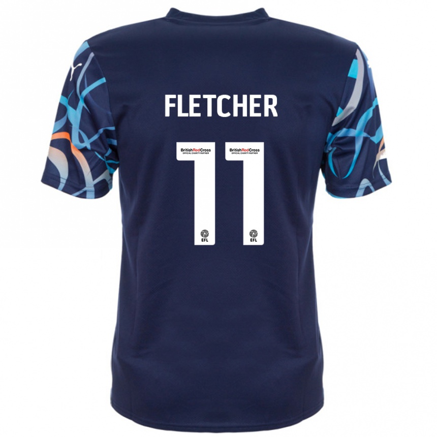 Gyermek Labdarúgás Ashley Fletcher #11 Sötétkék Idegenbeli Jersey 2024/25 Mez Póló Ing