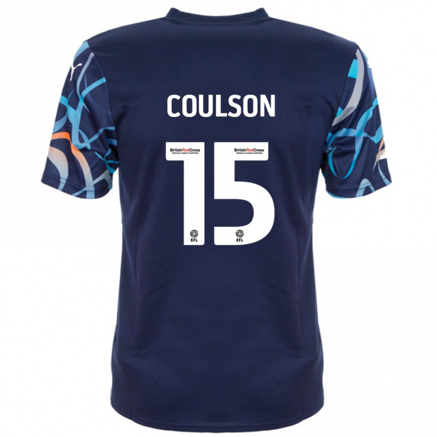 Gyermek Labdarúgás Hayden Coulson #15 Sötétkék Idegenbeli Jersey 2024/25 Mez Póló Ing