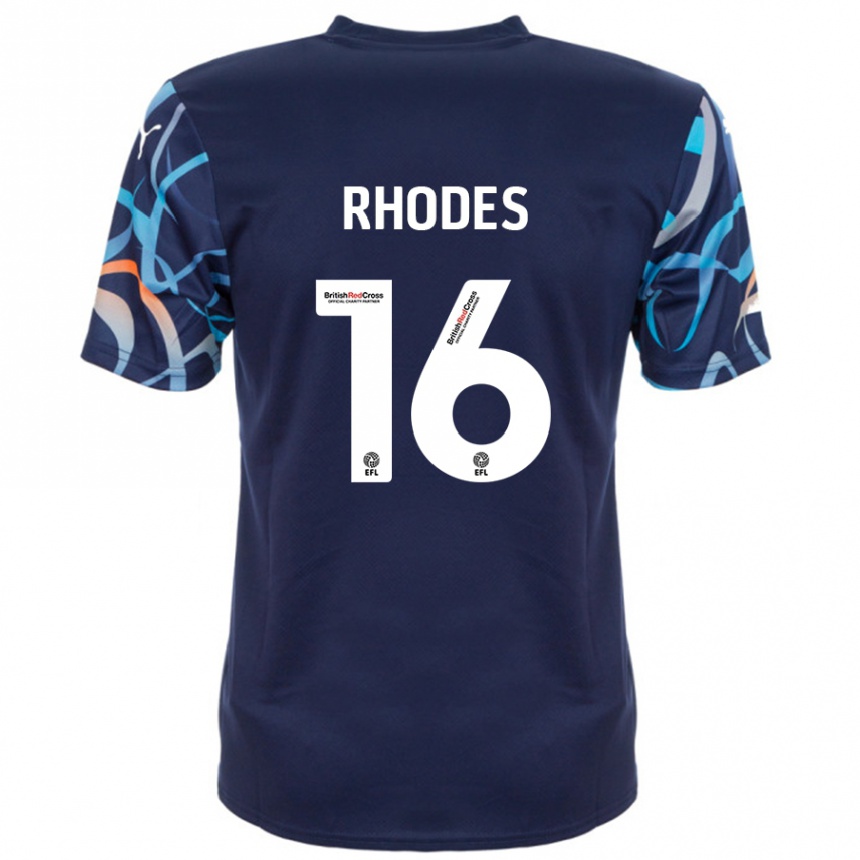 Gyermek Labdarúgás Jordan Rhodes #16 Sötétkék Idegenbeli Jersey 2024/25 Mez Póló Ing