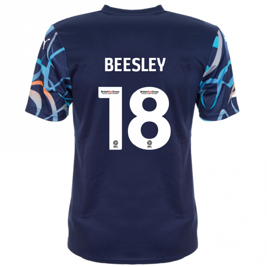 Gyermek Labdarúgás Jake Beesley #18 Sötétkék Idegenbeli Jersey 2024/25 Mez Póló Ing