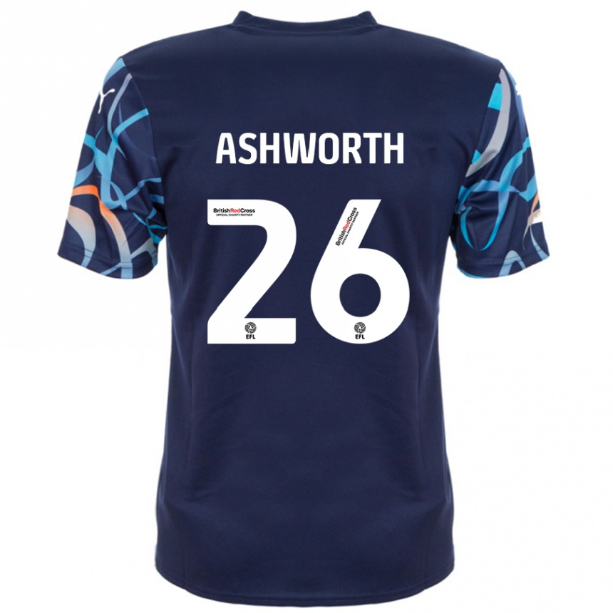 Gyermek Labdarúgás Zac Ashworth #26 Sötétkék Idegenbeli Jersey 2024/25 Mez Póló Ing