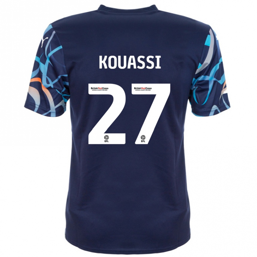 Gyermek Labdarúgás Kylian Kouassi #27 Sötétkék Idegenbeli Jersey 2024/25 Mez Póló Ing