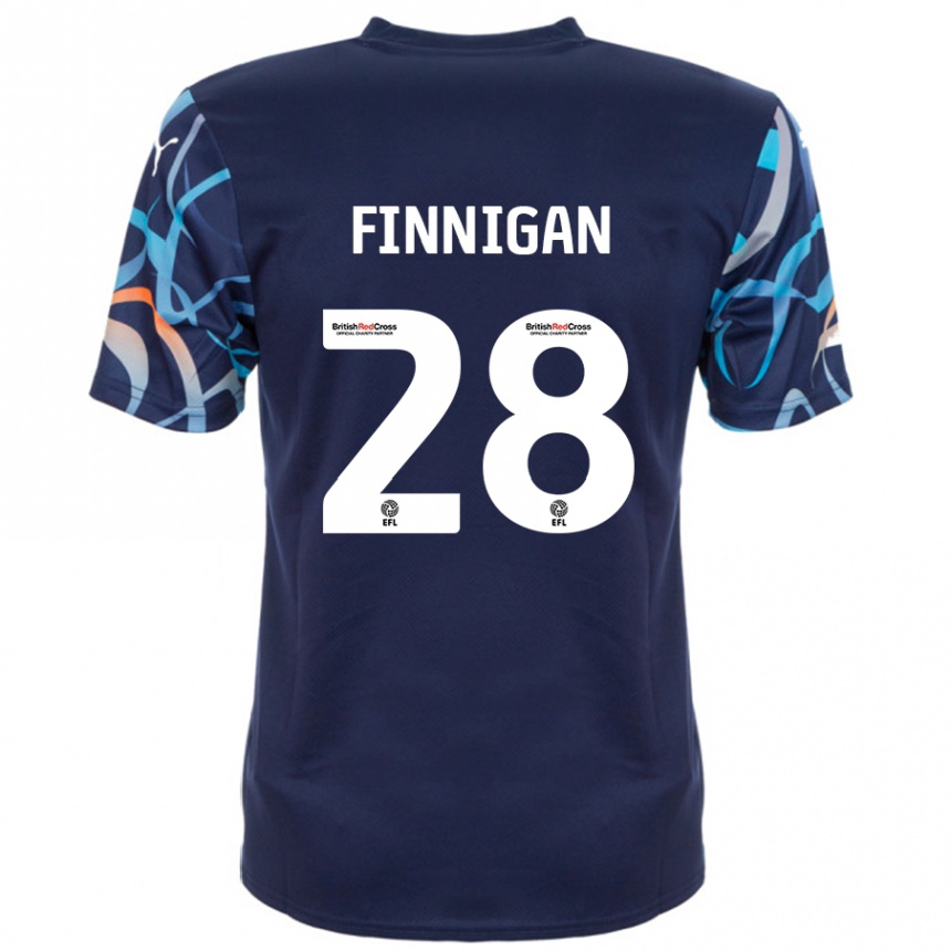 Gyermek Labdarúgás Ryan Finnigan #28 Sötétkék Idegenbeli Jersey 2024/25 Mez Póló Ing