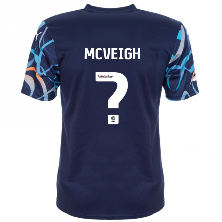 Gyermek Labdarúgás Conor Mcveigh #0 Sötétkék Idegenbeli Jersey 2024/25 Mez Póló Ing