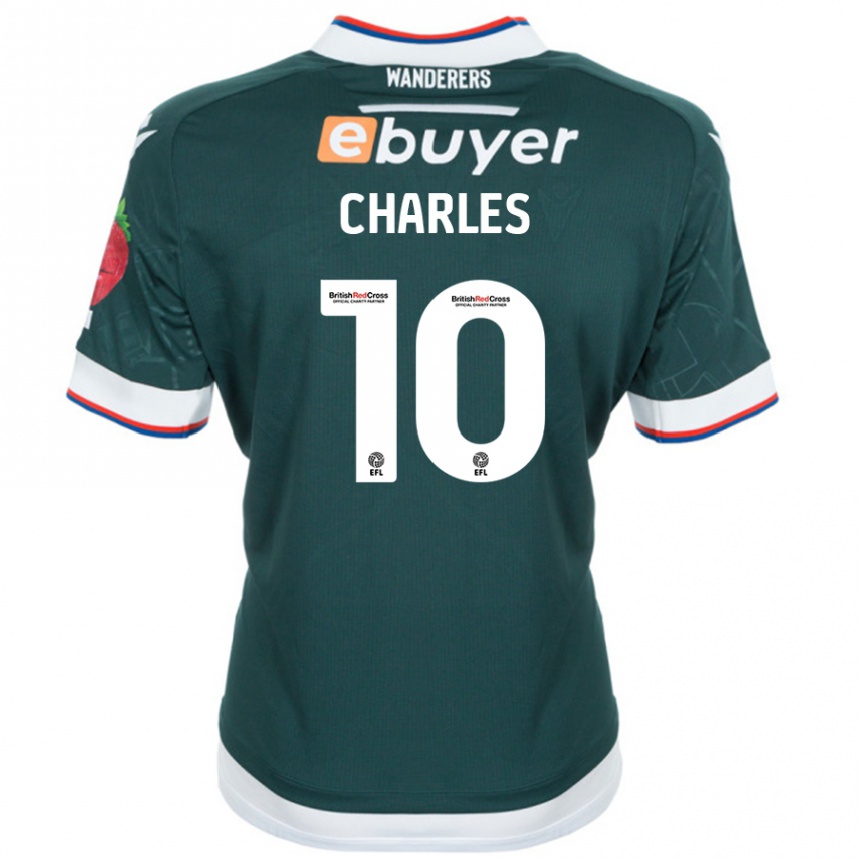 Gyermek Labdarúgás Dion Charles #10 Sötétzöld Idegenbeli Jersey 2024/25 Mez Póló Ing