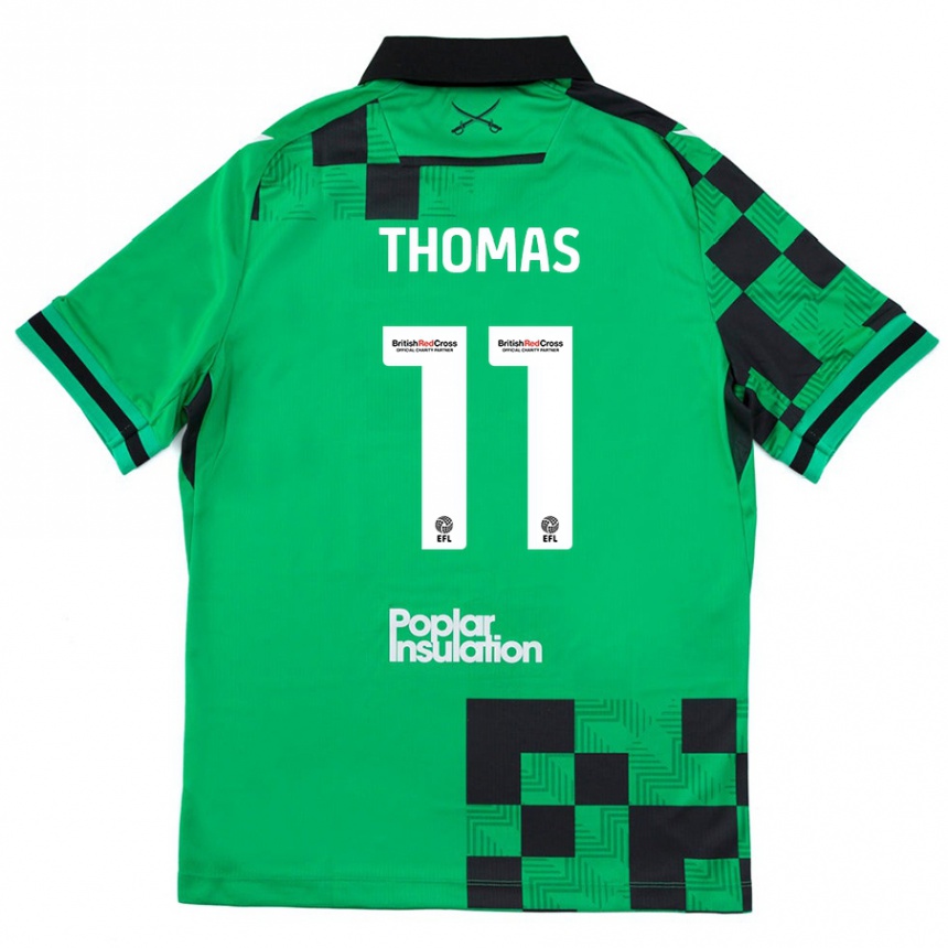 Gyermek Labdarúgás Luke Thomas #11 Zöld Fekete Idegenbeli Jersey 2024/25 Mez Póló Ing