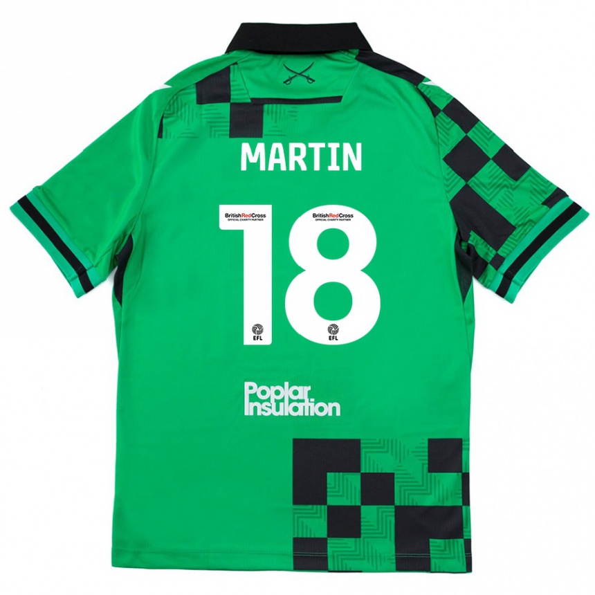 Gyermek Labdarúgás Chris Martin #18 Zöld Fekete Idegenbeli Jersey 2024/25 Mez Póló Ing