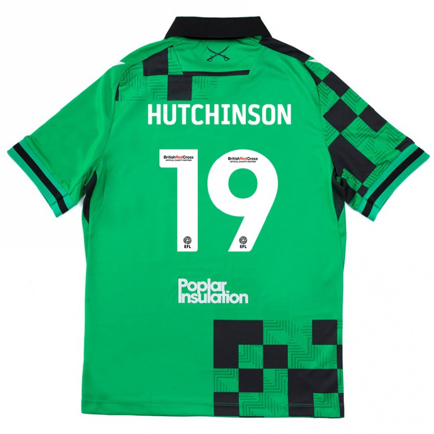 Gyermek Labdarúgás Isaac Hutchinson #19 Zöld Fekete Idegenbeli Jersey 2024/25 Mez Póló Ing