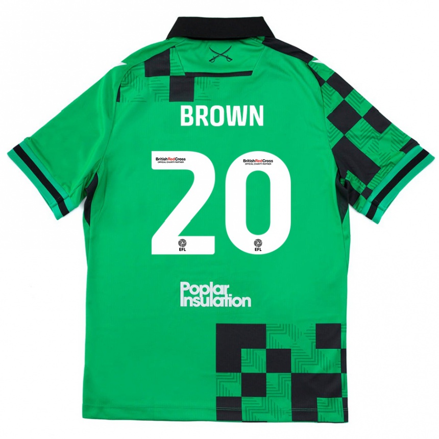 Gyermek Labdarúgás Jevani Brown #20 Zöld Fekete Idegenbeli Jersey 2024/25 Mez Póló Ing