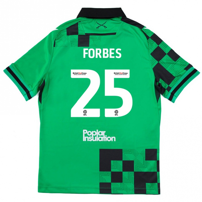 Gyermek Labdarúgás Michael Forbes #25 Zöld Fekete Idegenbeli Jersey 2024/25 Mez Póló Ing