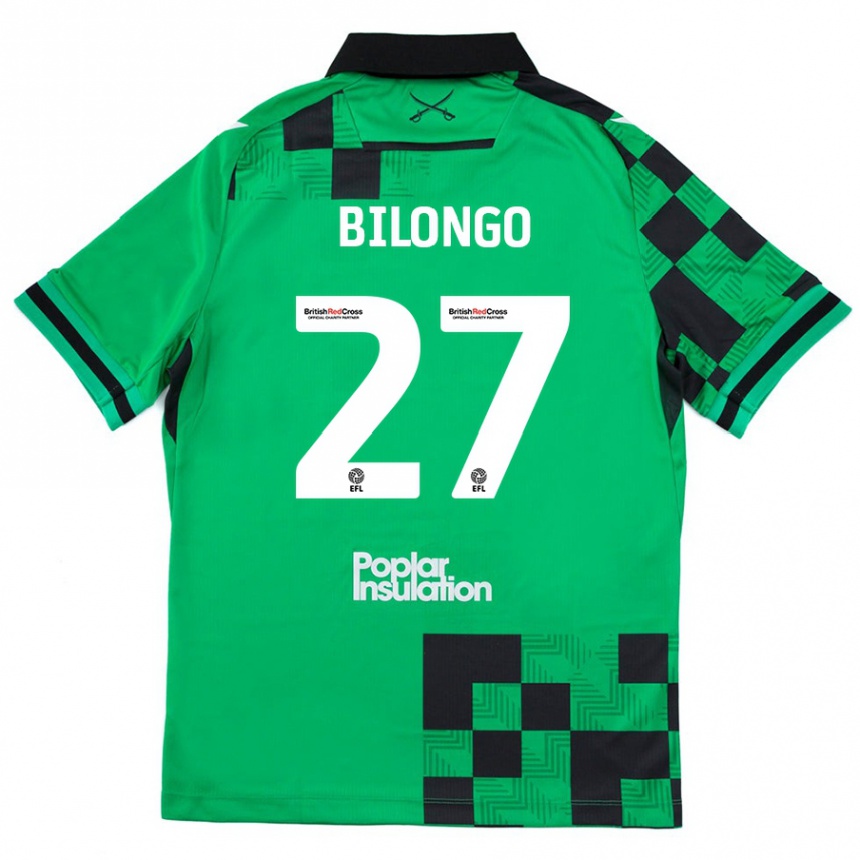 Gyermek Labdarúgás Bryant Bilongo #27 Zöld Fekete Idegenbeli Jersey 2024/25 Mez Póló Ing