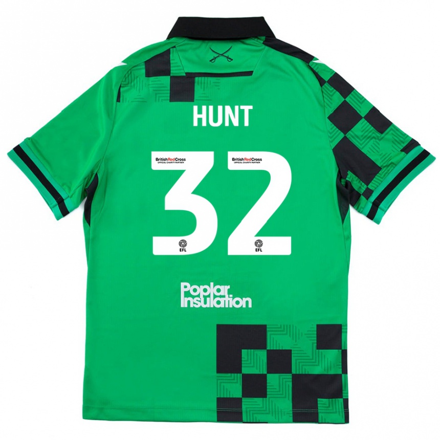 Gyermek Labdarúgás Jack Hunt #32 Zöld Fekete Idegenbeli Jersey 2024/25 Mez Póló Ing