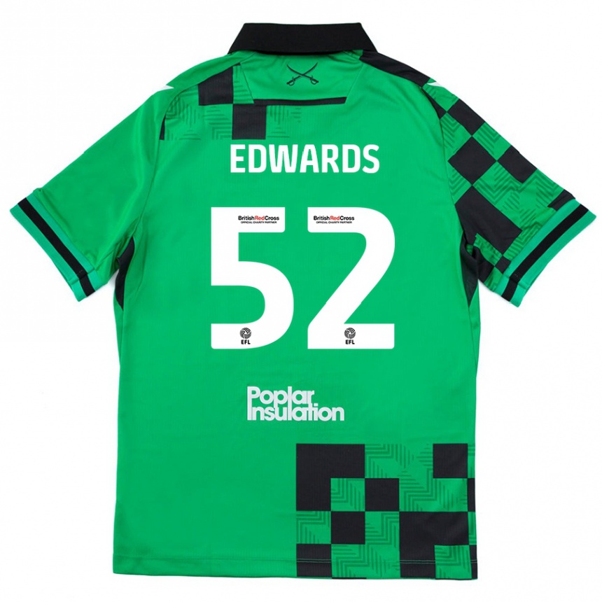 Gyermek Labdarúgás Max Edwards #52 Zöld Fekete Idegenbeli Jersey 2024/25 Mez Póló Ing