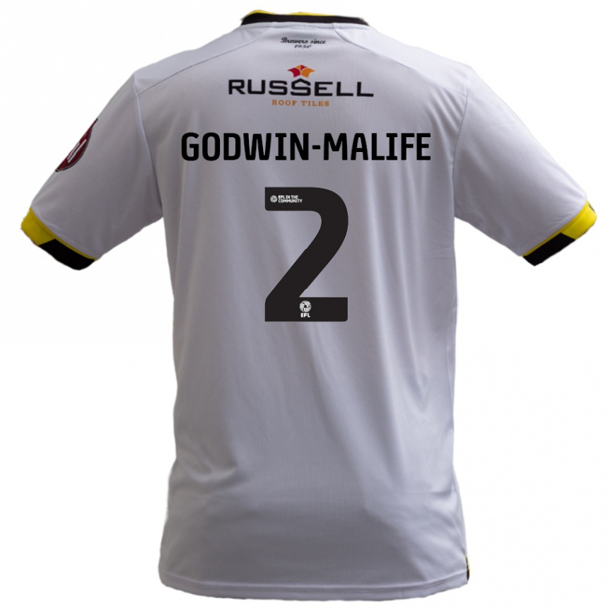 Gyermek Labdarúgás Udoka Godwin-Malife #2 Fehér Idegenbeli Jersey 2024/25 Mez Póló Ing