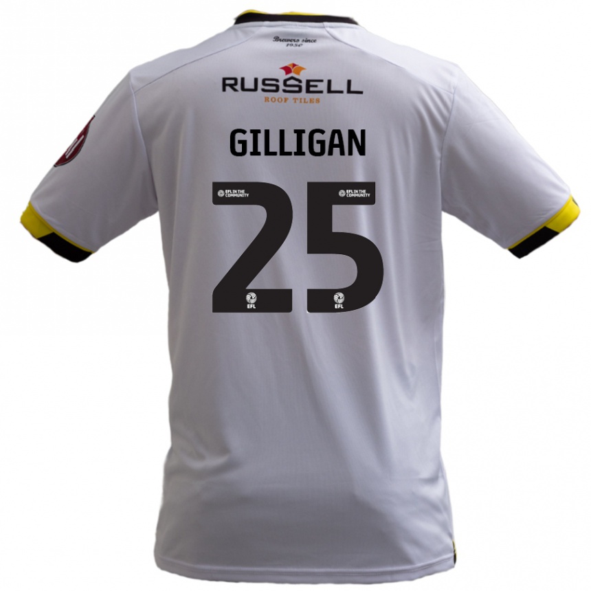 Gyermek Labdarúgás Ciaran Gilligan #25 Fehér Idegenbeli Jersey 2024/25 Mez Póló Ing