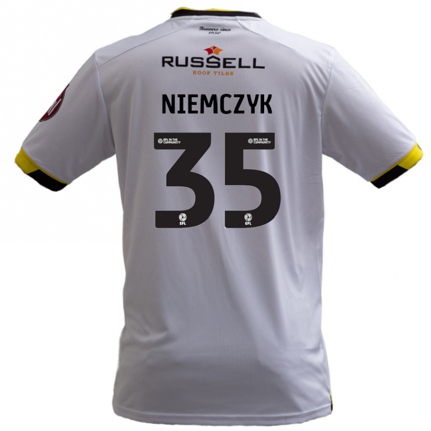 Gyermek Labdarúgás Jakub Niemczyk #35 Fehér Idegenbeli Jersey 2024/25 Mez Póló Ing