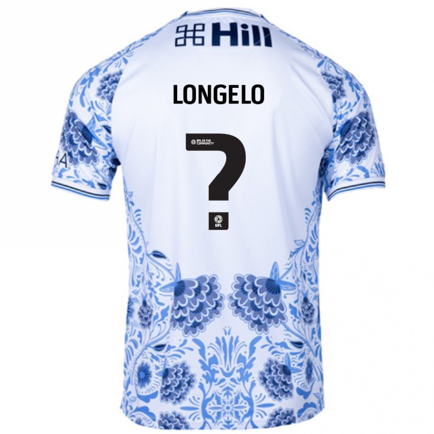 Gyermek Labdarúgás Emmanuel Longelo #0 Fehér Kék Idegenbeli Jersey 2024/25 Mez Póló Ing