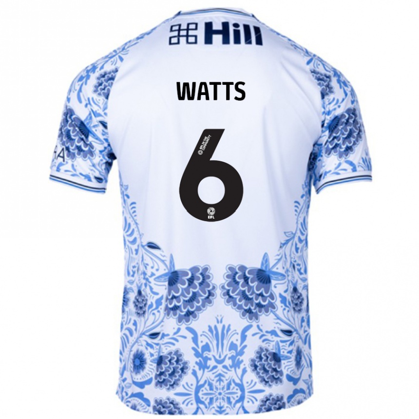 Gyermek Labdarúgás Kell Watts #6 Fehér Kék Idegenbeli Jersey 2024/25 Mez Póló Ing