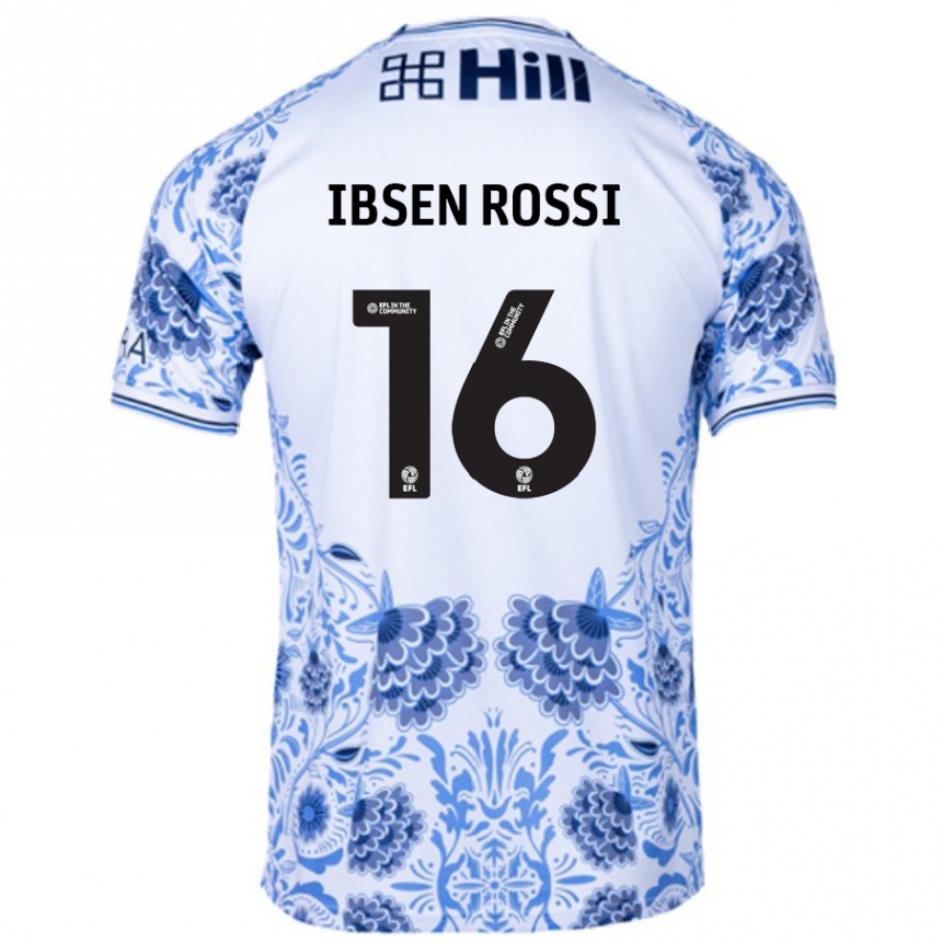 Gyermek Labdarúgás Zeno Ibsen Rossi #16 Fehér Kék Idegenbeli Jersey 2024/25 Mez Póló Ing