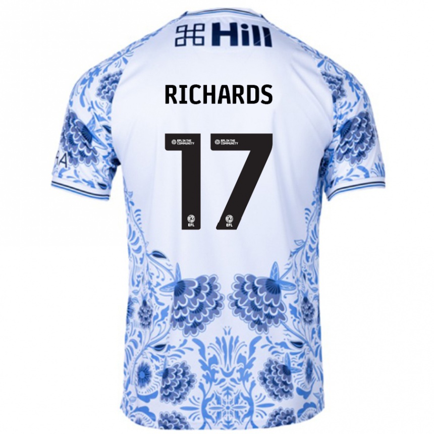 Gyermek Labdarúgás Taylor Richards #17 Fehér Kék Idegenbeli Jersey 2024/25 Mez Póló Ing