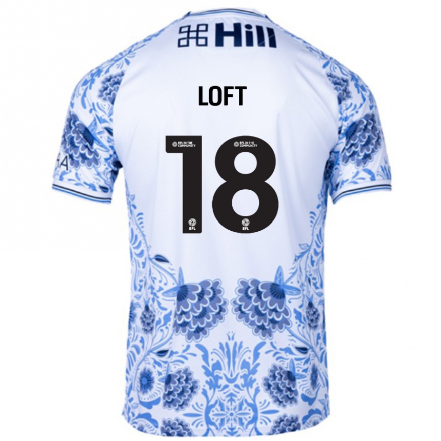 Gyermek Labdarúgás Ryan Loft #18 Fehér Kék Idegenbeli Jersey 2024/25 Mez Póló Ing