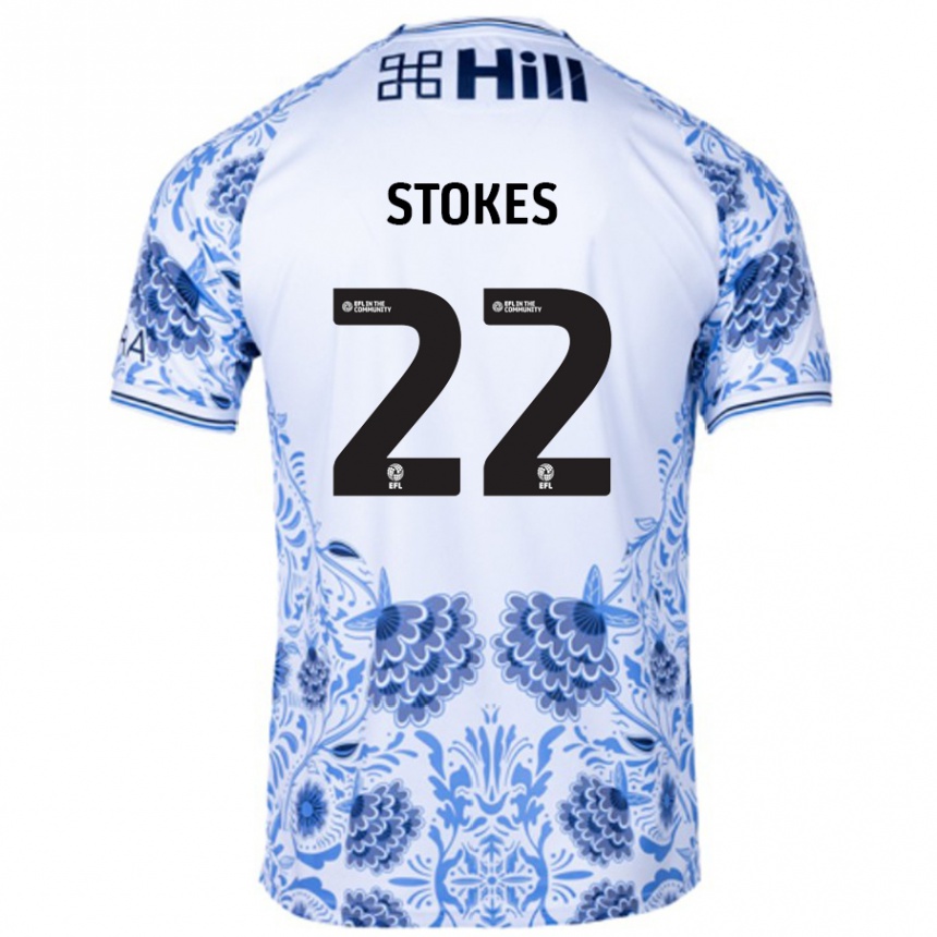 Gyermek Labdarúgás Josh Stokes #22 Fehér Kék Idegenbeli Jersey 2024/25 Mez Póló Ing