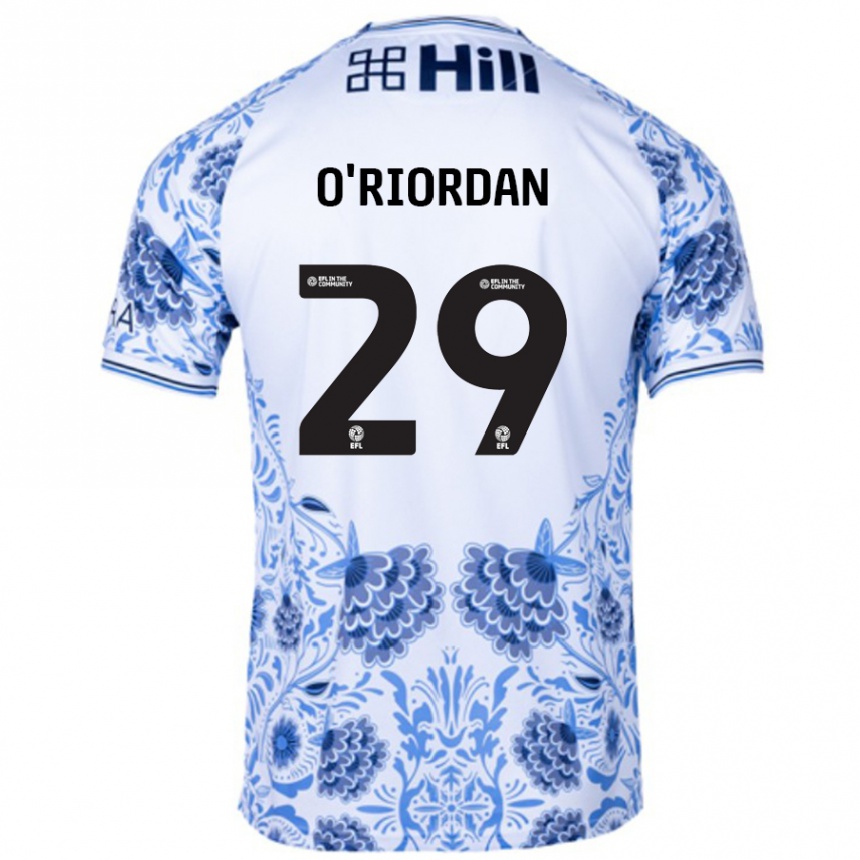 Gyermek Labdarúgás Connor O'riordan #29 Fehér Kék Idegenbeli Jersey 2024/25 Mez Póló Ing