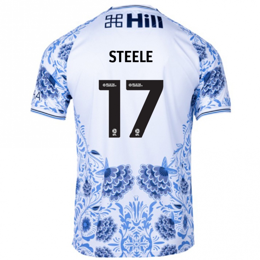 Gyermek Labdarúgás Fran Steele #17 Fehér Kék Idegenbeli Jersey 2024/25 Mez Póló Ing