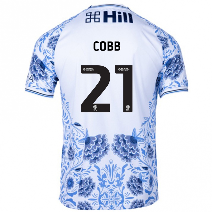 Gyermek Labdarúgás Serena Cobb #21 Fehér Kék Idegenbeli Jersey 2024/25 Mez Póló Ing