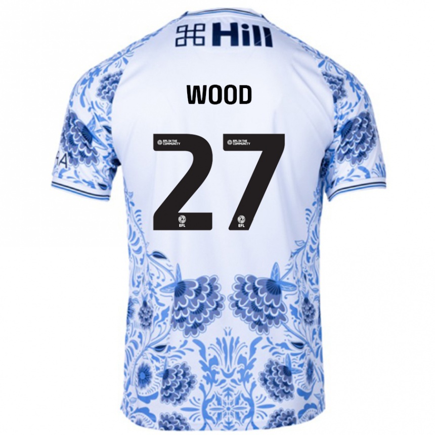 Gyermek Labdarúgás Zoe Wood #27 Fehér Kék Idegenbeli Jersey 2024/25 Mez Póló Ing