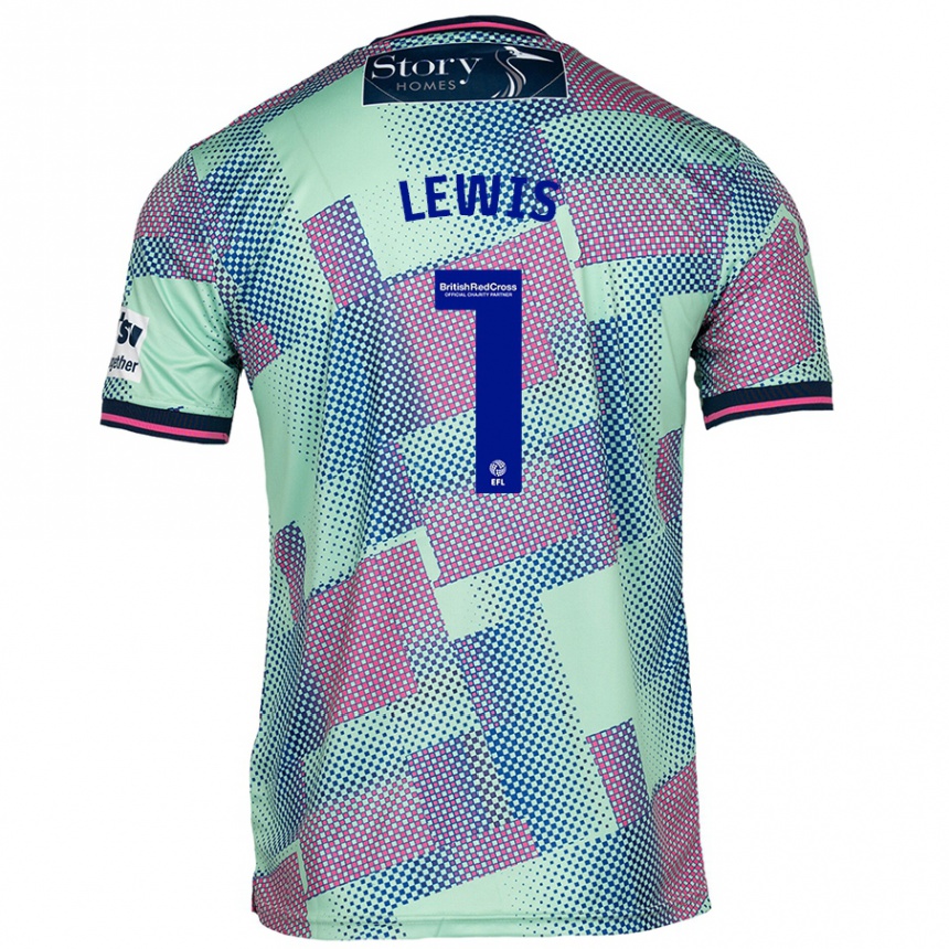 Gyermek Labdarúgás Harry Lewis #1 Zöld Idegenbeli Jersey 2024/25 Mez Póló Ing