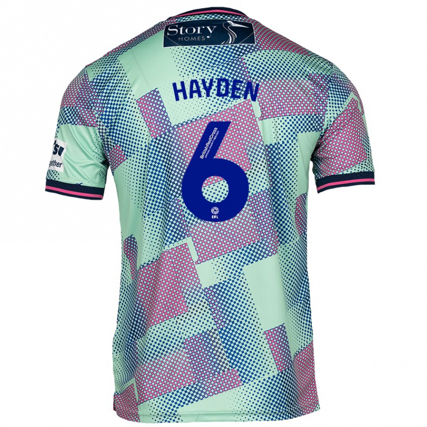 Gyermek Labdarúgás Aaron Hayden #6 Zöld Idegenbeli Jersey 2024/25 Mez Póló Ing