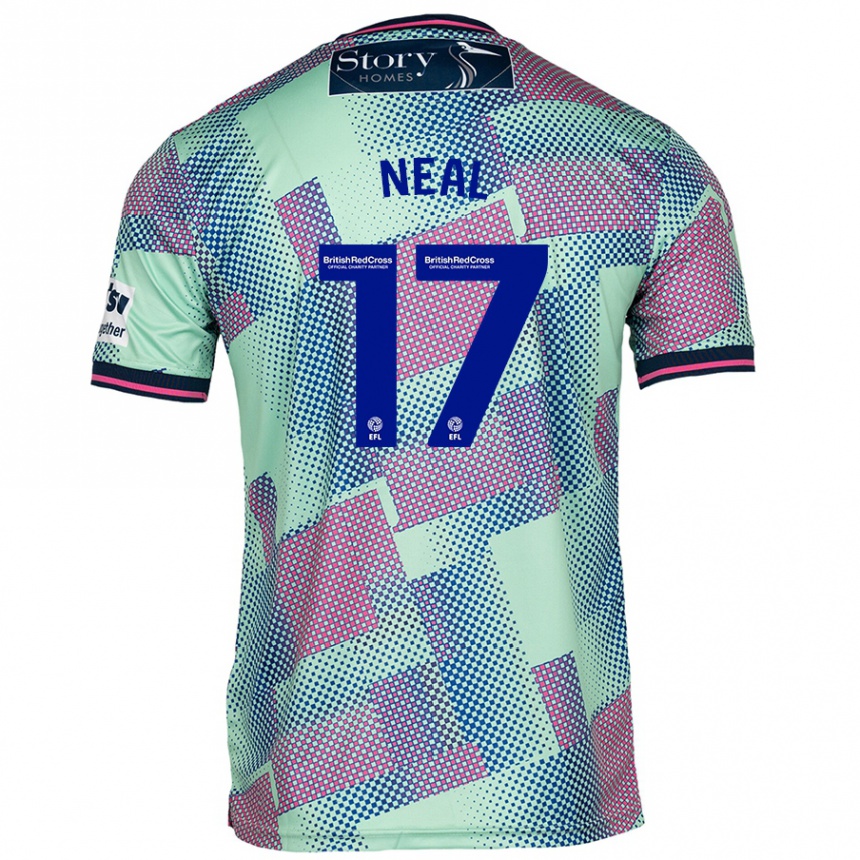 Gyermek Labdarúgás Harrison Neal #17 Zöld Idegenbeli Jersey 2024/25 Mez Póló Ing