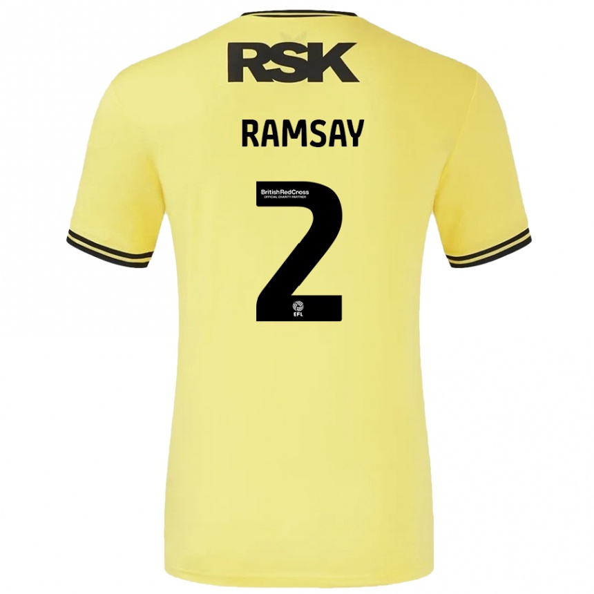 Gyermek Labdarúgás Kayne Ramsay #2 Sárga Fekete Idegenbeli Jersey 2024/25 Mez Póló Ing