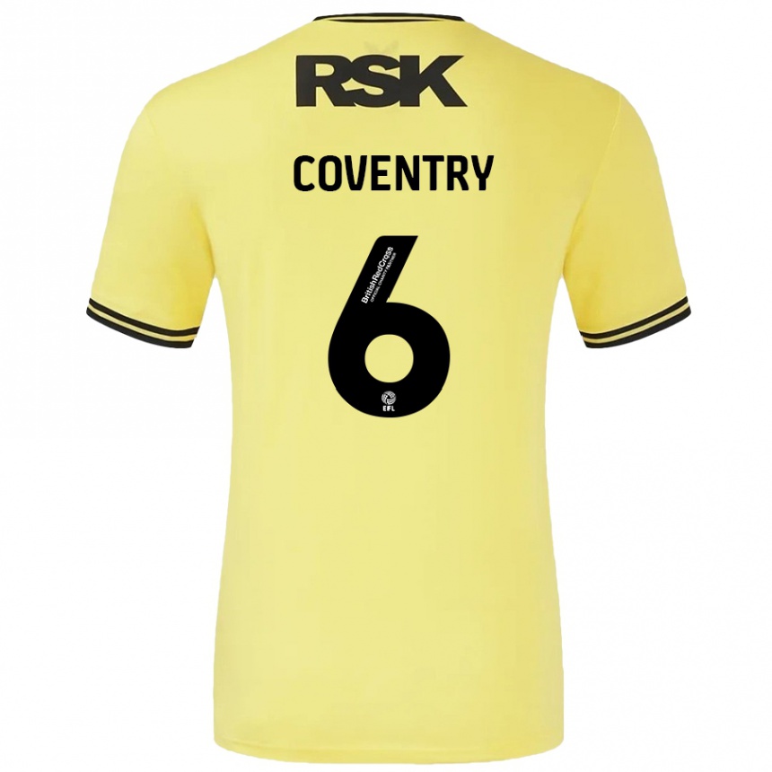 Gyermek Labdarúgás Conor Coventry #6 Sárga Fekete Idegenbeli Jersey 2024/25 Mez Póló Ing